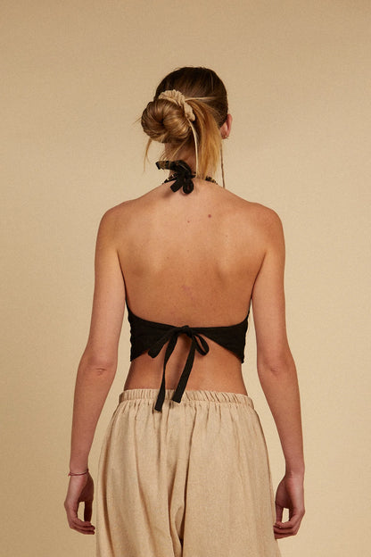 HONEY HALTER TOP - BLACK