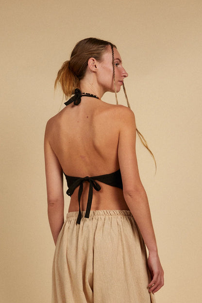 HONEY HALTER TOP - BLACK