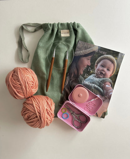 Knit Your First Beam Beanie Beginner Course + Kit