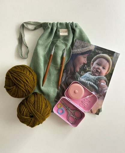 Knit Your First Beam Beanie Beginner Course + Kit
