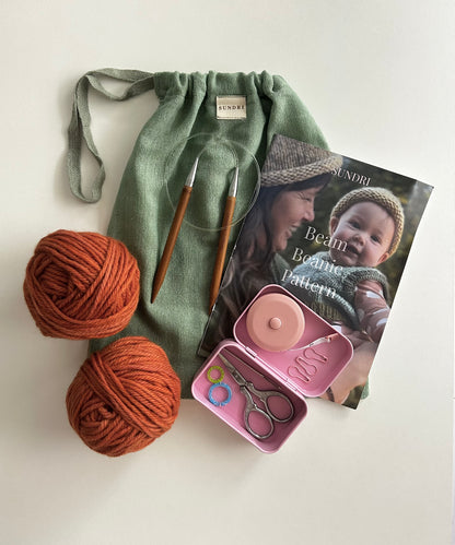 Knit Your First Beam Beanie Beginner Course + Kit