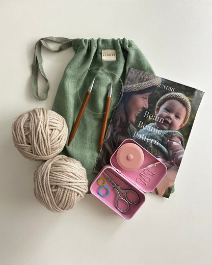 Knit Your First Beam Beanie Beginner Course + Kit