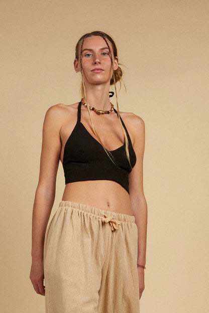 HONEY HALTER TOP - BLACK